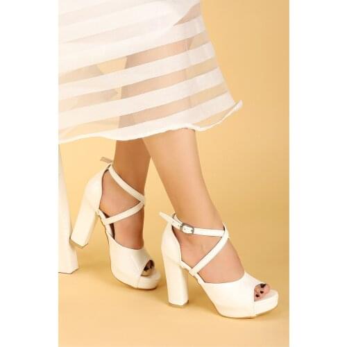 Ayakland 3210-2058 Japanned Leather Evening 11 Cm Platform Heel Women Sandals Shoes