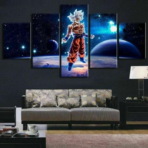 5 Panel Canvas Prints Universe Goku Anime Poster Abstract Manga Wall Art Paintings Pictures for Living Room Home Decoration