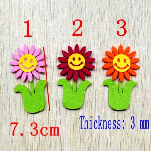 50pcs7.3cm flowers Non-woven Felt Fabric polyester sleeve cloth Kids DIY Wedding Craft 3mm Thick Mixed Color Home Decoration 407