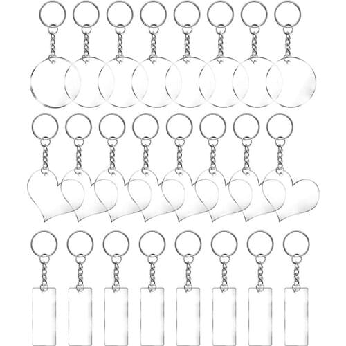 72PCS Acrylic Keychain Blanks with Key Chain Rings, Jump Rings for DIY Keychain, Vinyl Projects, Gift Tags