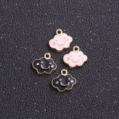 8pcs 12*13mm Two Color Alloy Metal Drop Oil Smiley Cloud Charms Pendant For DIY Bracelet Necklace Jewelry Making