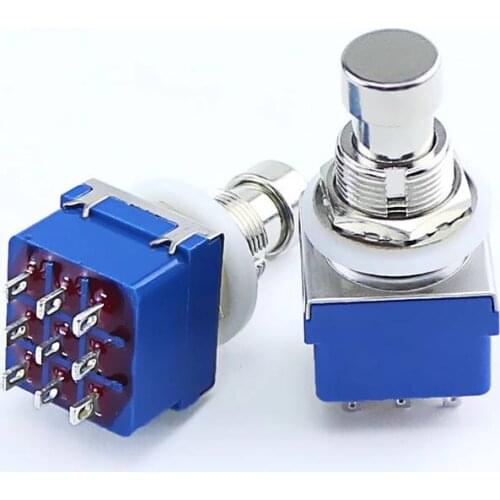 9-pin 3PDT Guitar Effects Pedal Box Stomp Foot Metal Switch True Bypass Practical Metal Switch Guitar Accessories Blue & Silver