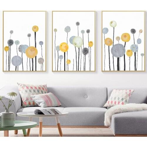 Abstract Dandelion Flowers Home Decoration Wall Art Canvas Painting Nordic Poster and Print Wall Pictures for Living Room Decor