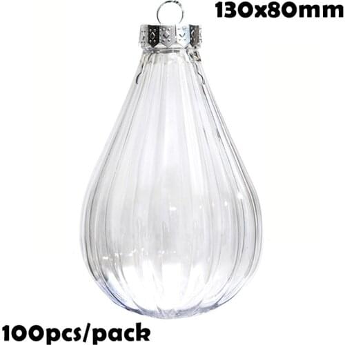 Free Shipping DIY Paintable/Shatterproof Christmas Decoration Ball 130*80mm Fillable Plastic Balloon Ornament, 100/Pack