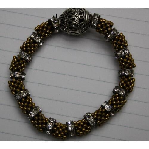 Bracelet zinc Alloy Bead crystal clear spacer bead spacers antique gold sold per pkg of 5