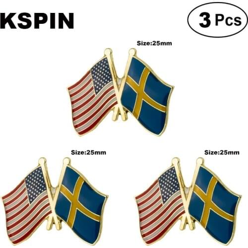 U.S.A.& Sweden Frendship Lapel Pin Brooches Pins Flag badge Brooch Badges