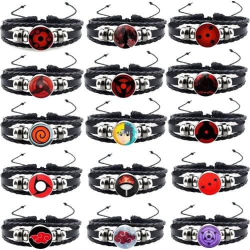 NARUTO Accessories Naruto Bracelet Metal Sharingan Cosplay Anime Figure Uzumaki Kakashi Red Cloud Prop Cool Kid Toy Kawaii Gift