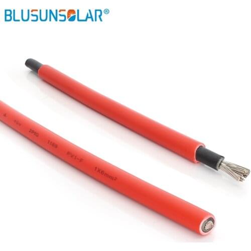 200 Meters Roll 6mm2 Solar Cable Black and Red Color PV Cables