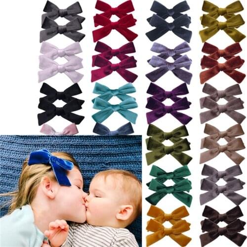 2 PCS Baby Girls Velvet fabric hair bow clips Hair Accessories Hairpins Kids Mom Handmade Hair bow Barrettes Hairgrips Headwear