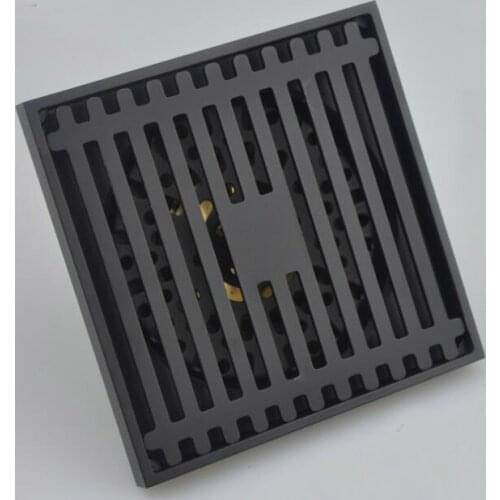 Brass bathroom Shower Drain matte Black Bathroom Floor Drain Square Anti-odor Floor Waste Grates 100X100MM DR555