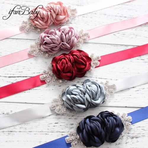 Fashion Girl Woman rhinestone Pattern fabric flower Belt, female belt