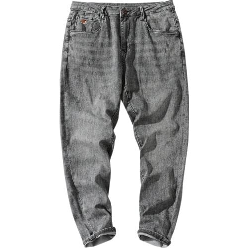 2021 New Arrival Top Fashion Biker Zipper Fly Mid Pockets Solid Full Length Jeans Men Ins Trend Straight Wash Pocket White Worn