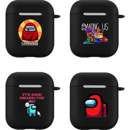 TPU Soft Black Charging Box Cover For Airpods 1 2 Case Cartoon Among Us Gaming Wireless Earphone Case Headphone Accessories
