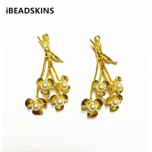 New arrival! 46x27mm 50pcs/lot gold color zinc alloy Flower-shape charms for jewelry DIY ( as shown)