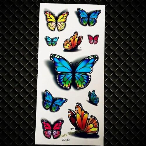 New Dazzling 3D Butterfly Tattoo Vivid Body Art Temporary Tattoo Sticker Sexy Women Arm Girs Makeup Waterproof Papillon Tattoos