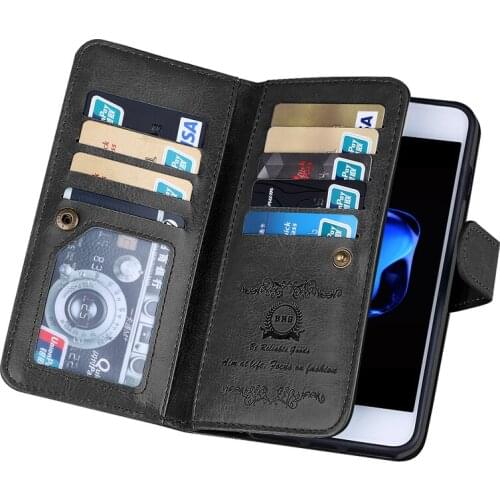 NEW Case For iPhone5 5S SE Wallet Case 9 Cards Slot Mobile Phone Bag Cases Vintage Leather Case for iPhone 6 6s plus 7 7 plus