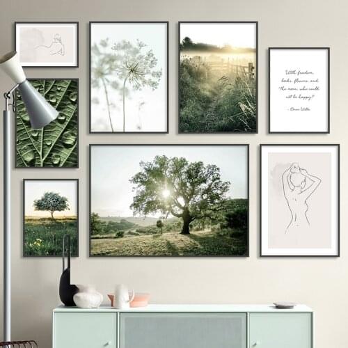 Landscape Plant Leaf Flowers Poster Print Monstera Wall Art Canvas Painting Quotes Wall Pictures for Living Room Decor
