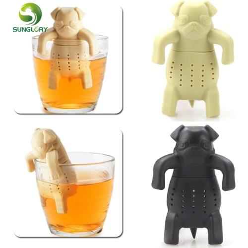 Pug In A Mug Silicone Tea Infuser Dog Tea Filter Diffuser Portable Reusable Tea Strainer Spice Loose Tea Leaf Herbal Tool Teapot