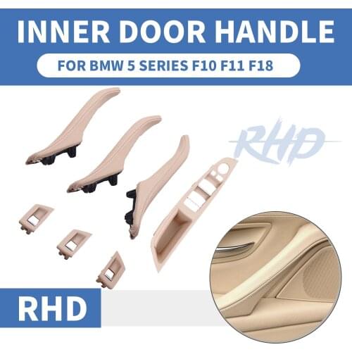 Luxury Leather Right Hand Drive RHD For BMW 5 series F10 F11 520 Beige Car Interior Door Handle Inner Door Panel Pull Trim Cover