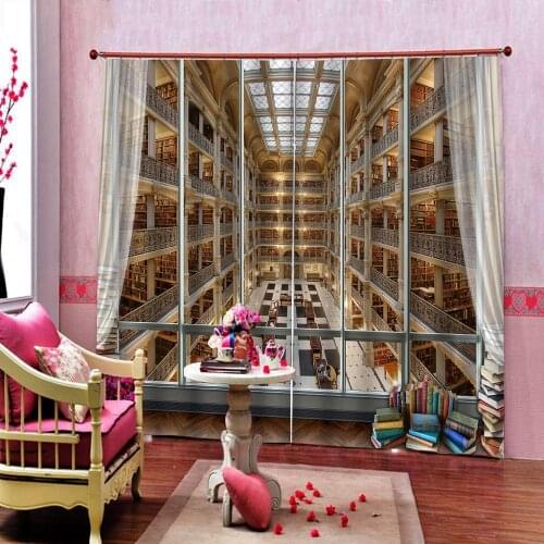 Bookshelf Curtains Creative Modern Home Interior Bedroom Living Room Curtain bookshop Decorative Drapes