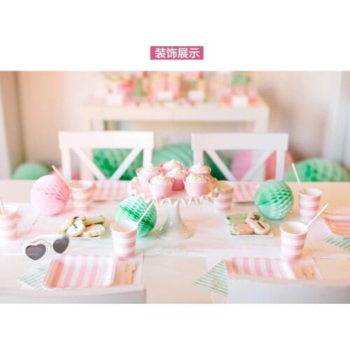Light Pink Party Tableware Set wedding decoration Honeycomb Balls Party Favor Paper Straws Cups Plates Napkins