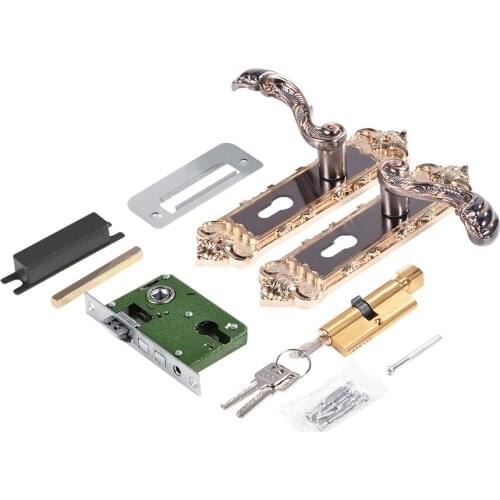 European Style Retro Aluminum Alloy Vintage Door Lock Interior Anti-Theft Room Door Lock Mechanical Door Lock