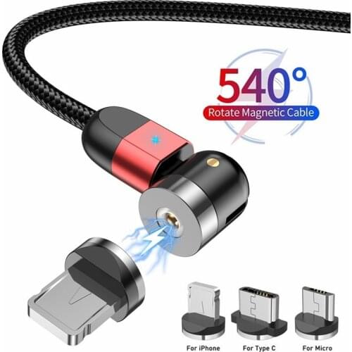 540 Rotate Magnetic USB C Cable Fast Charging LED Micro USB Type C Cable Magnetic Charger Cable For iPhone 12 Huawei Samsung