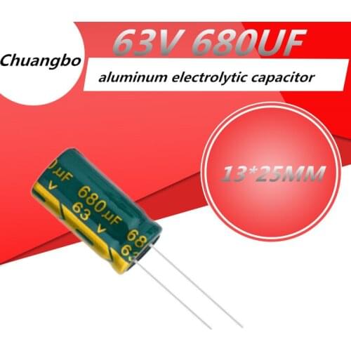 5pcs Higt quality 63V 680UF 13*25MM low ESR/impedance high frequency aluminum electrolytic capacitor 63V 680UF 13*25MM