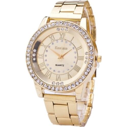 High-grade Women Roman Numerals Watch Rhinestone Index Personalized Scale Alloy Band Round Dial Quartz Ladies Wrist Watches
