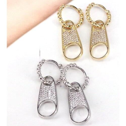 4Pairs Trendy Zircon zipper Earrings For Women Minimalist Drop Earrings Gold Plating Crystal Dangle Earring 2021 Jewelry