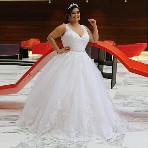 Vestidos Plus Size Women Wedding Dresses Saudi Arabia Formal Bridal Gowns 2020 African Appliques Bride Long Dress Robe De Mariee