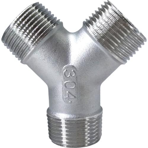 1/4" 3/8" 1/2" 3/4" 1" BSP Male Y Shape 3 Ways Connector Coupler Splicer Splitter 304 Stainless Fitting