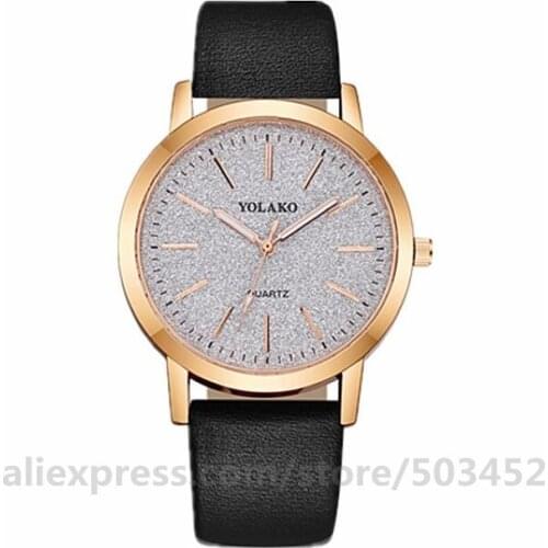 100pcs/lot bling dail lady leather watch yolako brand high quality quartz watch girlfriend gift watch factory price clock