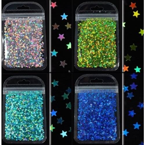 12 Colors Holographic Nail Glitter Flakes Chunky Glitter Epoxy Resin Festival Chunky Star Butterfly Mixed Sequins 2g Per