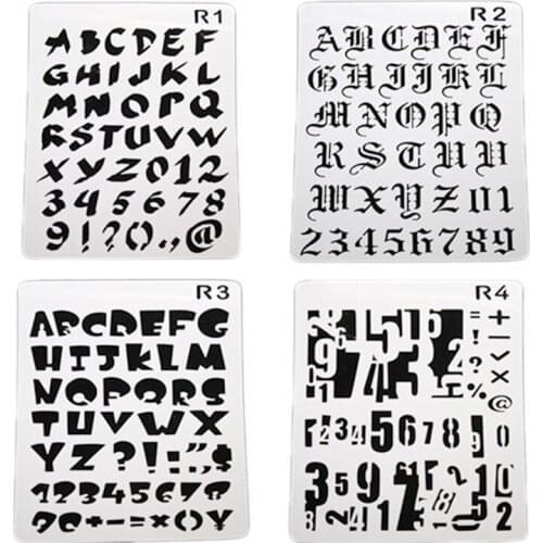 12Pcs Alphabet Digital Symbol Cappuccino Barista Art Stencils Cake Duster Templates Coffee Tools Printing Model Spray Stencils