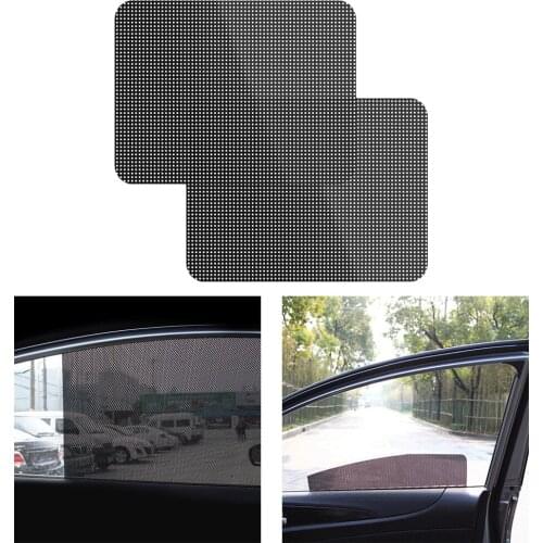 2 Pieces Car Window Mesh Film Sunshade Sun Shade Sticker PVC Shied Black New