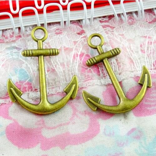 40 Pcs /Lot 31*24.7MM Antique Bronze Plated Anchor Charms Pendants Diy Jewelry Making