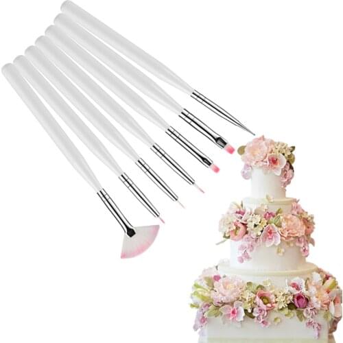 7 Pcs Fondant Cake Brush Pen Baking Accessories Multifunction Icing Pastry Cookie Cupcake Painting Sugarcraft Tools