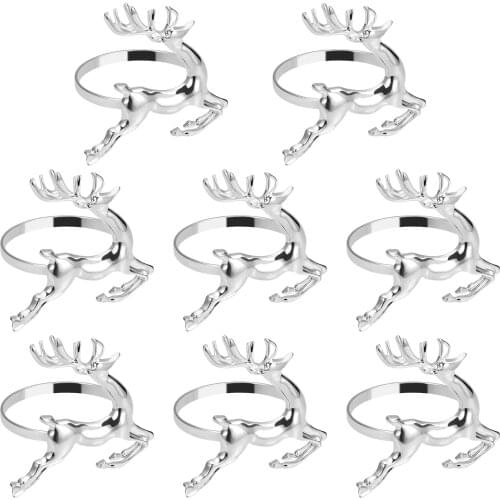 8 PCS Napkin Ring Unique Elk Deer Decorative Ornament Table Adornment Napkin Holder for Christmas Wedding Festival A50