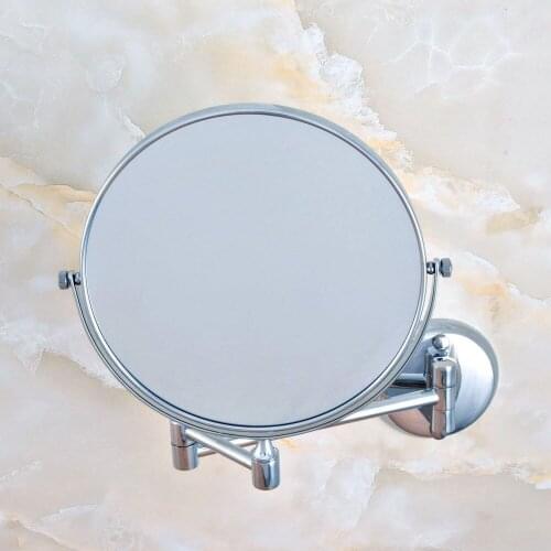 Hotel Bathroom Accessory Polished Chrome Brass 8" Wall Mount Swing Arm 2-Sided Magnifying Mirror aba633