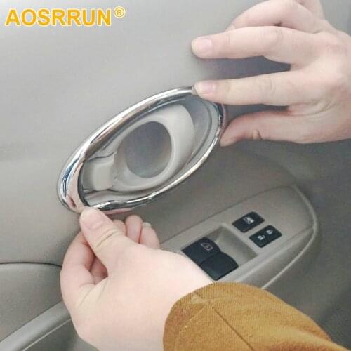 AOSRRUN Car Accessories ABS interior handle Cover Trim For Nissan march K13 2011-2015