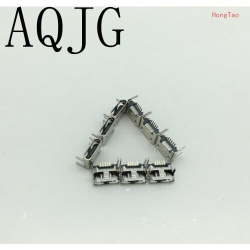 AQJG 10pcs Micro USB connector 5pin seat Jack Micro usb Four legs 5P Inserting plate seat Mini usb connector Wholesale