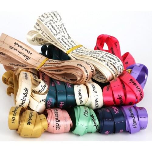 5yards/lot 3/8'' (10mm) Handmade Printed Satin Ribbon For Bow Craft Wedding party Decoration DIY Supplies packaging accessories