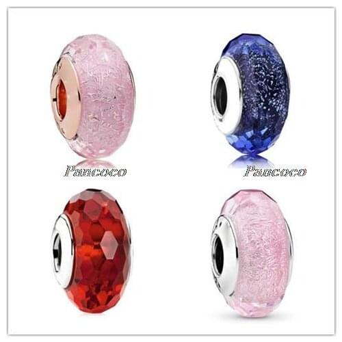Authentic 925 Sterling Silver Baed Princess Signature Colour Lampwork Murano Glass Charm Fit Pandora Bracelet & Necklace Jewelry