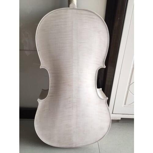 White Cello 4/4 size flamed maple back side spruce top ebony fingerboard