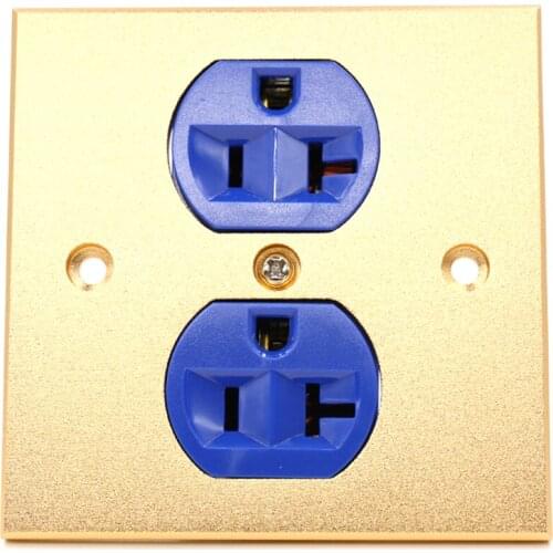 Free shipping one piece pure alloy Wall Power Audio AV Grade Wall Power Outlet 2 Port blue wall power