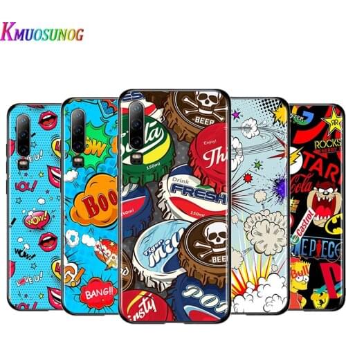 Anime Graffiti Sticker Bomb Black Cover For Huawei P40 P30 P20 P10 P9 P8 Lite E 5G 2017 2019 Pro Plus Phone Case