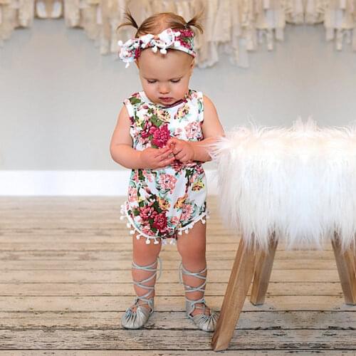 Floral Baby Bodysuit 2 PCS Set Cotton Baby Girl Rompers Summer Sleeveless O-neck Infant Bodysuit Toddler Clothes 3-12 Months
