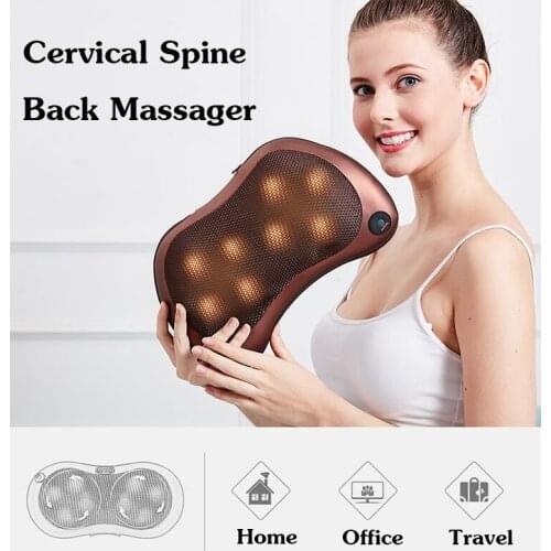 Head Neck Massager Car Home Cervical Shiatsu Massage Neck Back Waist Body Electric Multifunctional Massage Pillow Cushion