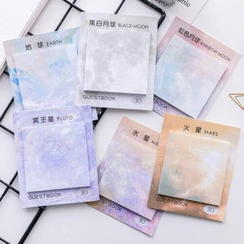 Ellen Brook 1 Piece Korean Kawaii Star Square Memo Stickers Sticky Notes Message Pad DIY Office School Stationery
